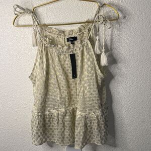 NWT- Lulu's Cream and Gold Women's Blouse- Large